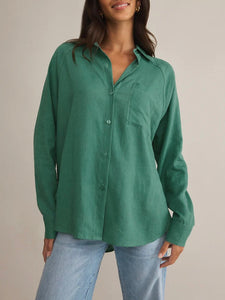 Linen Buttondown Shirt - Botanical Green