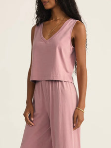 Sloane V-Neck Tank - Pink Smoke