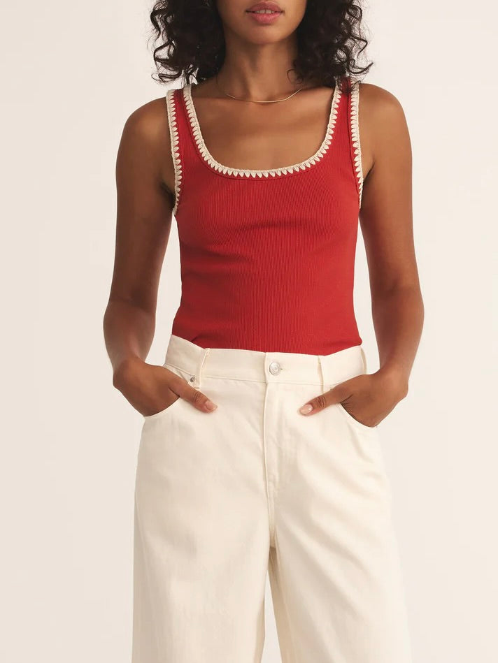 Jaidynn Rib Tank - Cabana Red
