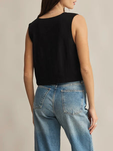Marta Linen Vest - Black