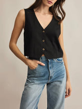 Load image into Gallery viewer, Marta Linen Vest - Black
