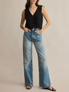 Marta Linen Vest - Black