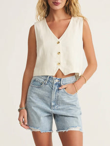 Marta Linen Vest - White