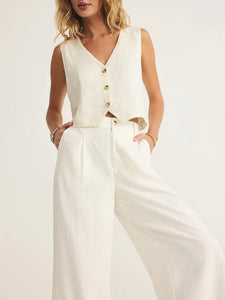 Marta Linen Vest - White