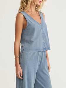 Solace Jersey Denim Top - Medium Indigo