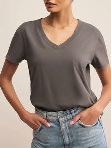 Weekdays V-Neck Tee - Washed Grey