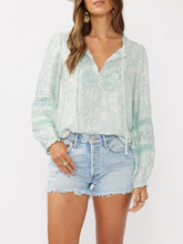 Load image into Gallery viewer, Embroidered Lace Trim Top - Aqua
