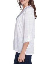 Load image into Gallery viewer, Knit Top with Embroidered Yoke - White
