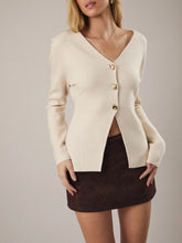 Load image into Gallery viewer, Long Sleeve Button Sweater - Cream
