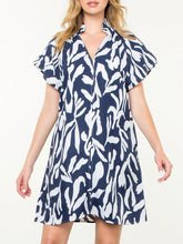 Load image into Gallery viewer, Ruffle Neck Dress - Navy/White
