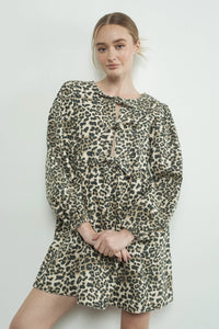 Twill Babydoll Dress - Leopard