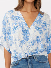 Load image into Gallery viewer, Knot Front Button-down - Blue/White

