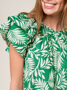 Leaf Print Top - Green