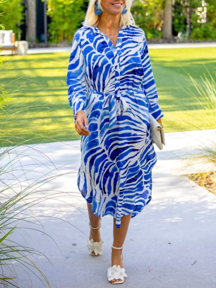 August Dress - Navy Batik
