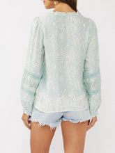 Load image into Gallery viewer, Embroidered Lace Trim Top - Aqua

