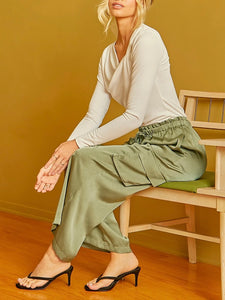 Asymmetrical Knotted Neckline Top - Off White