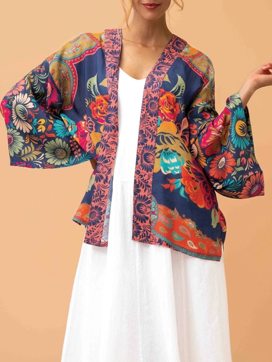 Kimono Jacket -Vintage Floral Ink