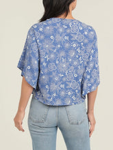 Load image into Gallery viewer, Kimono Sleeve Tie Front Top - Blue
