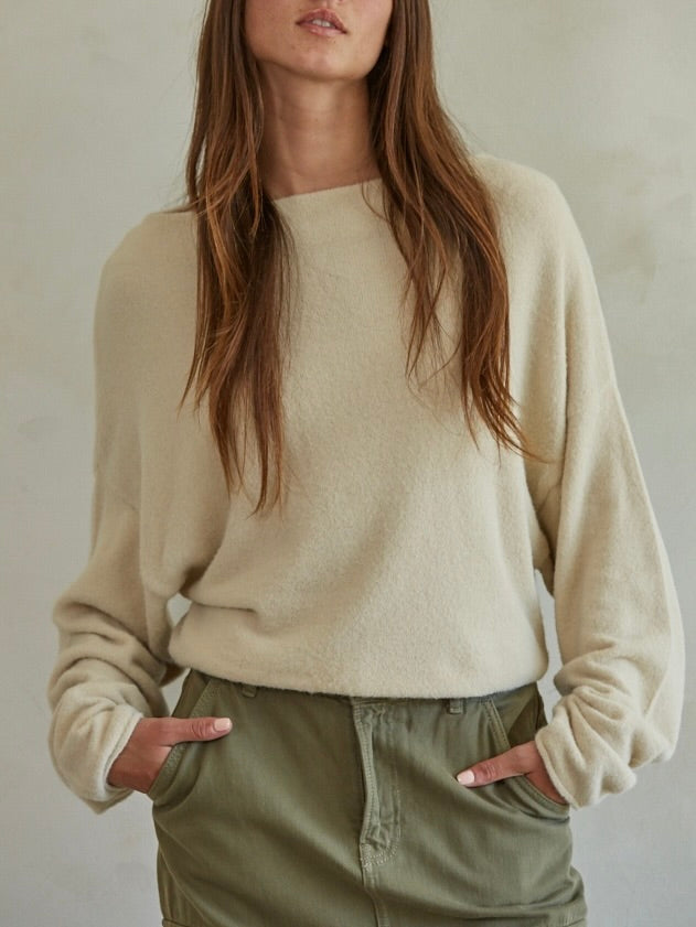 Boat Neck Sweater Cream Lana s Loft Inc