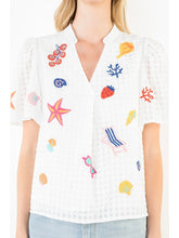 Load image into Gallery viewer, Embroidered V-Neck Top - White
