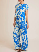 Load image into Gallery viewer, Tropical Print Top - Blue/Off White
