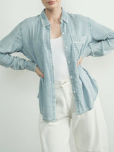 Load image into Gallery viewer, Denim Button-down with Embroidered Edge - Chambray
