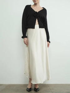 Ruffle Flower Cardigan - Black