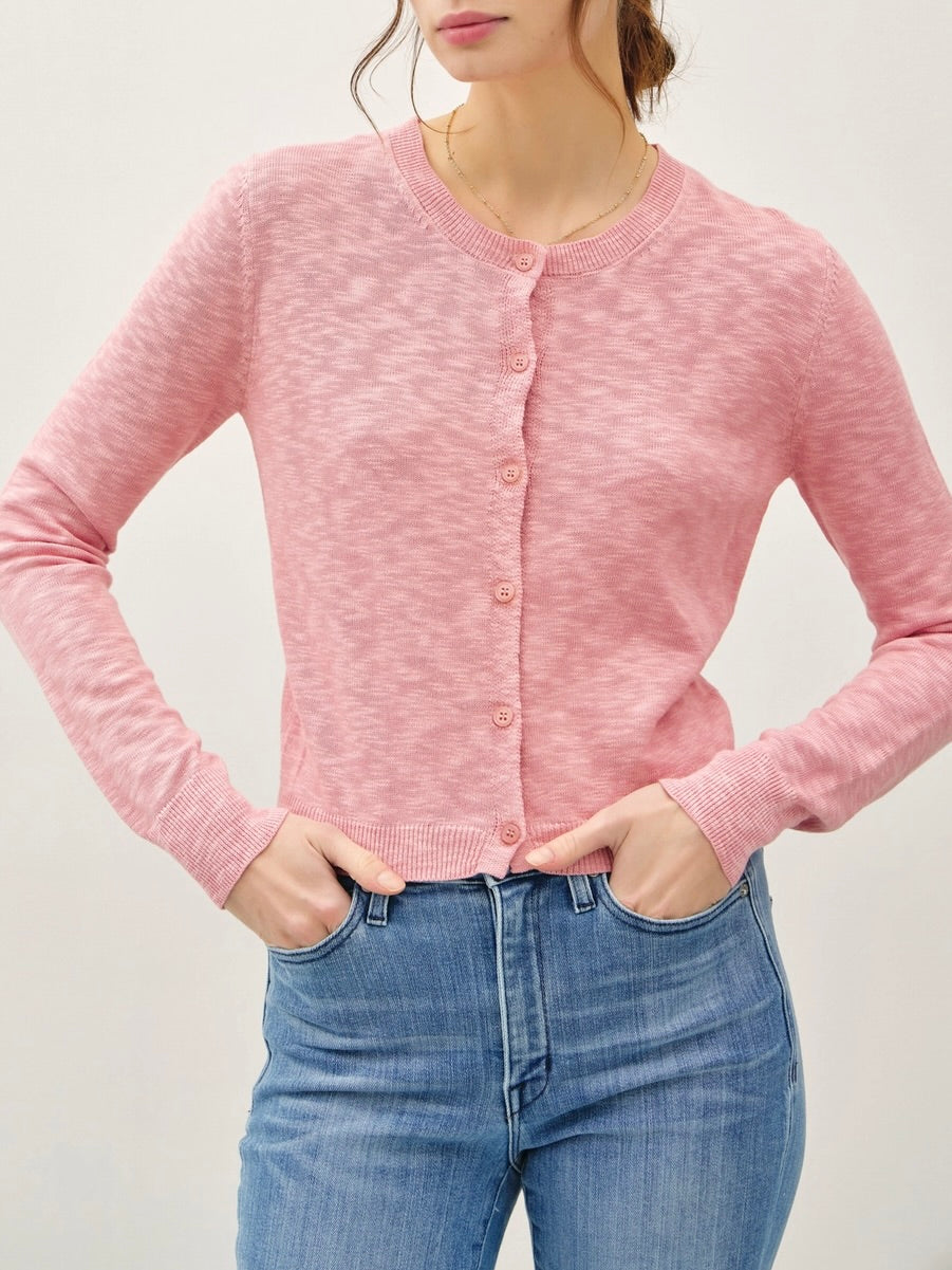 Cotton Slub Cardigan - Rose