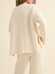 Waffle Knit Sweater - Ivory