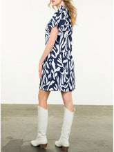 Load image into Gallery viewer, Ruffle Neck Dress - Navy/White

