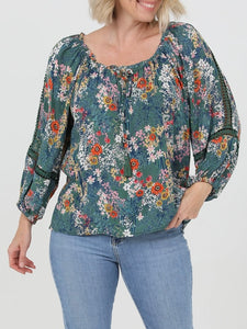Lace Detail Blouse - Green