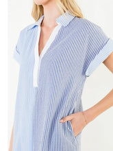 Load image into Gallery viewer, Seersucker Stripe Dress - Blue
