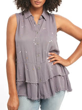 Load image into Gallery viewer, Spatter Peplum Top - Grey FINAL SALE
