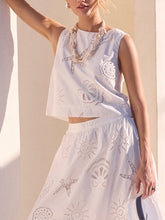 Load image into Gallery viewer, Sleeveless Embroidered Eyelet Top - White
