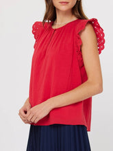 Load image into Gallery viewer, Crochet Flutter Sleeve Top - Red
