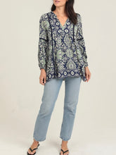 Load image into Gallery viewer, Long Sleeve Lace Trim Top - Blue/Green
