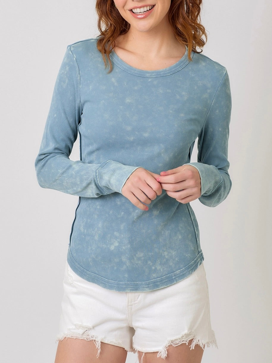 Washed Rib Tee - Blue