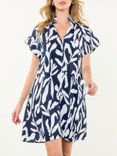 Load image into Gallery viewer, Ruffle Neck Dress - Navy/White
