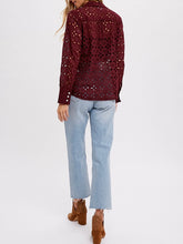 Load image into Gallery viewer, Eyelet Lace Shirt - Plum FINAL SALE
