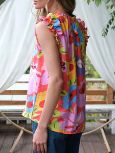Fiesta Sleeveless Top - Orange Multi