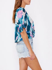 Tropical Leaf Tie Top - Orchid FINAL SALE