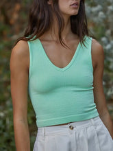 Load image into Gallery viewer, Reversible Crop Tank - Neon Mint
