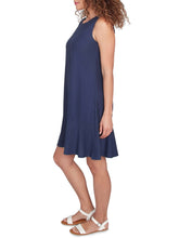 Load image into Gallery viewer, Sleeveless Swiss Dot Dress - Navy
