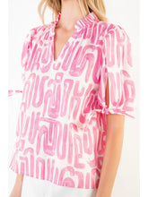 Load image into Gallery viewer, Abstract V-neck Top - Pink
