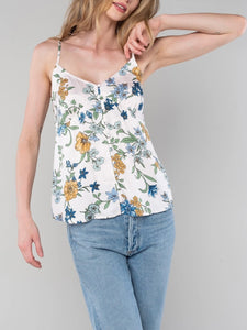 Floral Button-down Cami Top - Natural