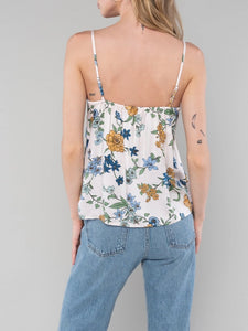 Floral Button-down Cami Top - Natural