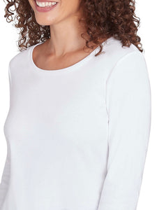 3/4 Sleeve Scoop Neck Tee - White