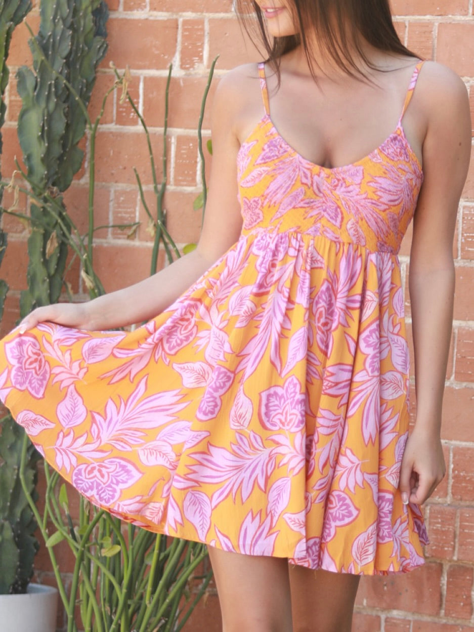 Short Smocked Dress - Marigold