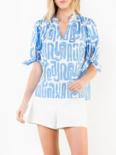 Load image into Gallery viewer, Abstract V-neck Top - Blue
