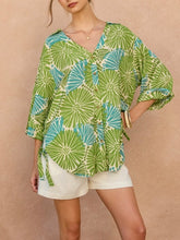 Load image into Gallery viewer, Feels Like Summer Buttondown - Green/Turq
